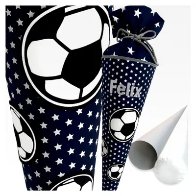 Produktbild von Fußball-Schultüte | 70 cm | Klassische Schultüte | Stoff, Einschulung, Schulanfang, Zuckertüte