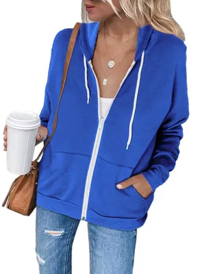 Immagine prodotto di Felpa con cappuccio da donna, a maniche lunghe, in pile, con zip