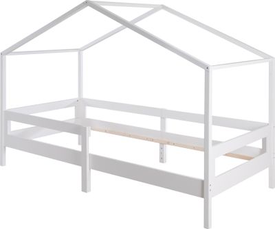 roba Hausbett 90 x 200 cm - Kinderbett nach dem Montessori Prinzip - Erweiterbar mit Lattenrost und Hausbettbezug - Integrierter Rausfallschutz - Holz
