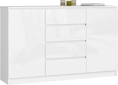 Image de Commode combinée large SAVRILA - blanc / blanc brillant