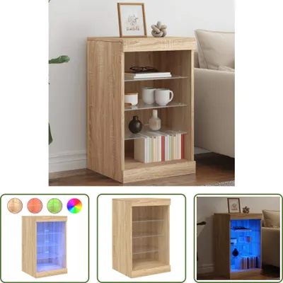 Produktbild von The Living Store Sideboard mit LED-Leuchten Sonoma-Eiche 41x37x67 cm