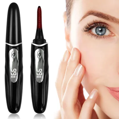 Productafbeelding van Focenat Elektrische wimperkruller, verwarmde wimperkruller, USB oplaadbaar, nauwkeurige temperatuurregeling. Verwarmde wimperkrullers voor dames (zwart)