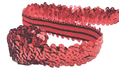 Elastisches Paillettenband, 3 Reihen, rot, 15 Yard, DIY-Deko