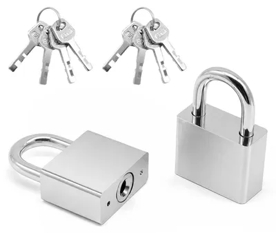 Produktbild von 2er Set Vorhängeschloss mit Schlüssel 40mm Bügelschloss Weißstahl