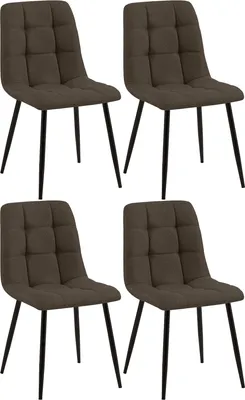 Produktbild von CLP 4er Set Esszimmerstuhl Tilde gepolstert mit Rückenlehne bis 150 kg belastbar braun Material Stoff