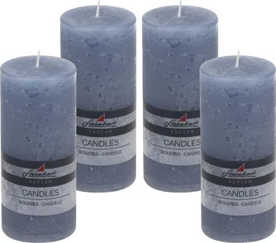 Produktbild von 4er Set Adventskranzkerzen "Raureif" Rauchblau 150/68 mm