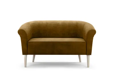 Produktbild von Sofello Skandinavisches Sofa 2 Sitzer --LILIE-- Braun Sitzbank Velour Lieferung 7 Tage - hohe Beine aus Holz in Schwarz Weiss Buche