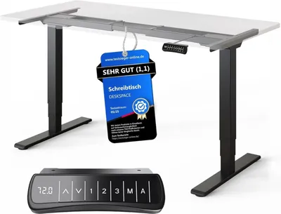Produktbild von DESKSPACE PRO Plus Höhenverstellbarer Schreibtisch Gestell - Dual-Motor Tischgestell, Elektrisches Tischgestell mit Memory Funktion (Schwarzes)