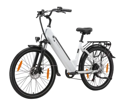 Zdjęcie produktu dla Elektryczny rower miejski, 26 cali, bateria 20Ah (do 120 km), silnik 250W, Shimano 7-biegów, hamulce tarczowe, elektryczny rower trekkingowy dla kobiet i mężczyzn, kolor biały