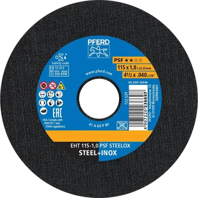 Produktbild von PFERD TOOLS Trennscheibe EHT 115x1,0x22,23 mm gerade Universallinie PSF STEELOX für Stahl/Edelstahl (10)