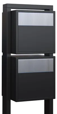 Produktbild von Briefkastenanlage Soprano for Two in Schwarz mit Edelstahlklappe