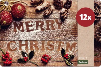 Produktbild von Abwaschbare Tischsets 12er Set Weihnachten Merry Christmas