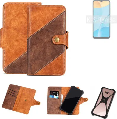 Produktbild von K-S-Trade Handyhülle Schutzhülle Bookstyle Case Wallet-Case kompatibel mit Oppo A35 Cover Klapphülle Kantenschutz Smartphone dunkelbraun braun 1x