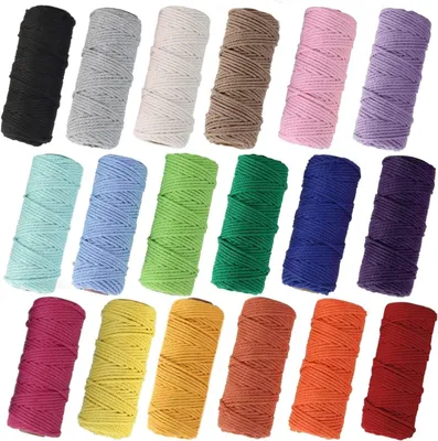 Zdjęcie produktu dla Przędza makrama 2 mm x 30 m, 18 szt., naturalna bawełna, do rękodzieła