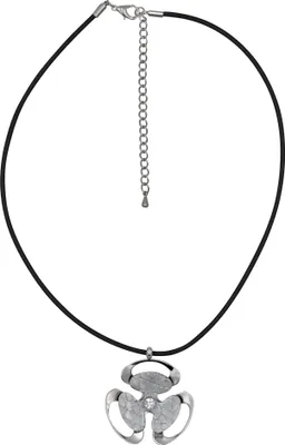 Produktbild von Steuer Modeschmuck Anhänger mit Kette Metall 49cm Schwarz Glasstein weiß 445050206