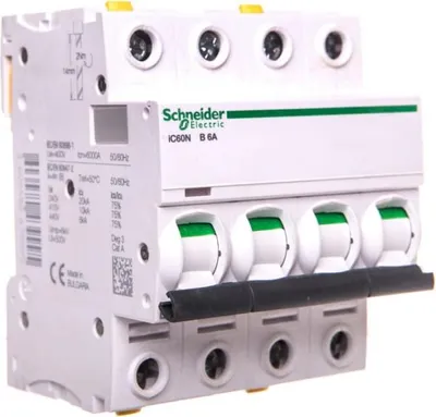 Produktbild von Leitungsschutzschalter 4P B 6A 6kA AC iC60N-B6-4 A9F03406