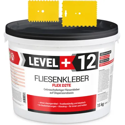Produktbild von Dispersionkleber Fertig-Fliesenkleber 15KG Flexkleber Flexmörtel + 2St. Zahnspachtel L+12