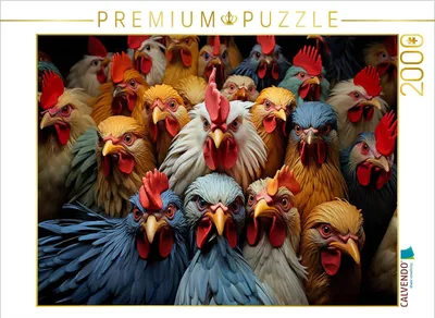 Produktbild von CALVENDO Puzzle Viele lustige Hühner auf einem Bild | 2000 Teile Lege-Größe 90x67cm Foto-Puzzle für glückliche Stunden