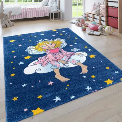 Produktbild von Paco Home Teppich Kinderzimmer Kinderteppich Kurzflor Lilifee Prinzessin Krone 140x200 cm