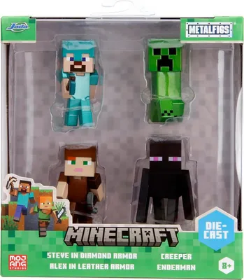 Immagine prodotto di Confezione da 4 figurine in metallo pressofuso Minecraft da 6,35 cm (Serie 3)