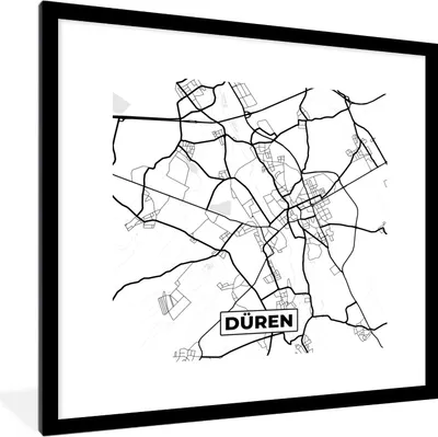 Produktbild von MuchoWow® Gerahmtes Poster Düren - Stadtplan - Karte 40x40 cm - Poster mit Schwarzem Bilderrahmen Wandposter Rahmen Foto Bilder - Poster - Plakat im Rahmen