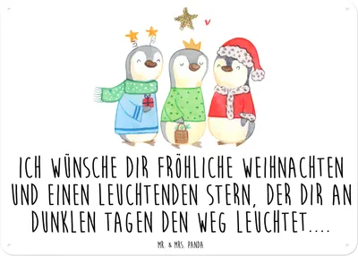 Produktbild von Mr. & Mrs. Panda Wandbild Winterzeit Heilige drei Könige DIN A6 - Weiß - Geschenk, Weihnachtstage, tafel, Blechschild, Weihnachten, Winter, Türschild, Magnetschild