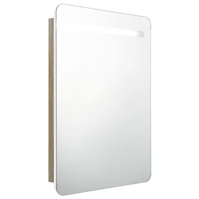 Obrázek produktu pro vidaXL LED koupelnová zrcadlová skříňka bílá a dubová optika 60x11x80 cm