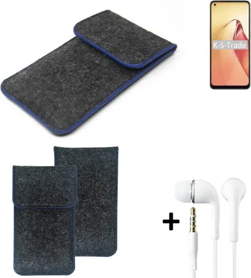 Produktbild von K-S-Trade Handy Schutz Hülle kompatibel mit Oppo Reno8 Schutzhülle Handyhülle Filztasche Pouch Tasche Case Sleeve Filzhülle dunkelgrau, blauer