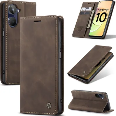 Immagine prodotto di Custodia Realme 10 4G, Custodia retrò in Finto cuoio con funzione stand per Realme 10 4G Kupfer