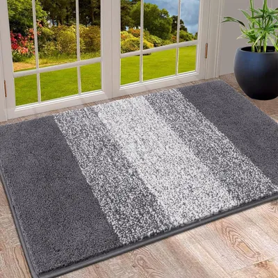 Productafbeelding van Binnen- en buitenmat, vuilafschermer, badmat, antislip, absorberend, grijs, 80 x 120 cm