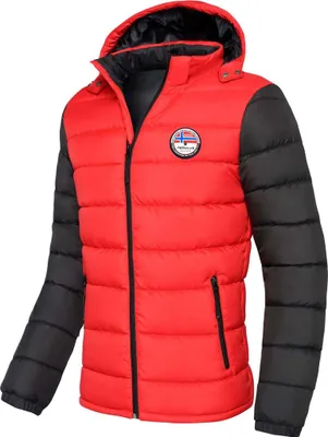 Zdjęcie produktu dla Kurtka zimowa Nebulus UNIMAK męska, ciepła kurtka outdoorowa, praktyczna i wszechstronna kurtka przejściowa i zimowa, P4778 - męska, czerwono-czarna, S