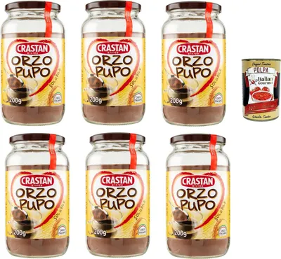 Produktbild von Crastan Orzo Pupo, 100% italien Instant lösliche Gerste Getreidekaffee Kaffee 6x 200gr + Italian Gourmet polpa 400g
