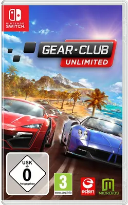 The image shows the game box for Gear Club Unlimited on Nintendo Switch.