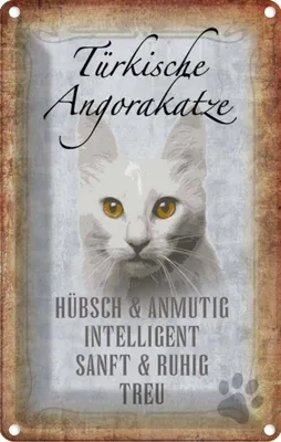 Produktbild von vianmo Blechschild 30x20 cm türkische Angorakatze Tier Haustier Katze