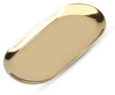 Image de Plateau décoratif en acier inoxydable - Bol de rangement ovale pour bijoux et cosmétiques - 18 cm - Or