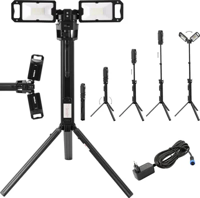 Produktbild von TECPO Duo LED Baustrahler 5000 Lumen Kabelloser Arbeitsstrahler mit AKKU und Stativ