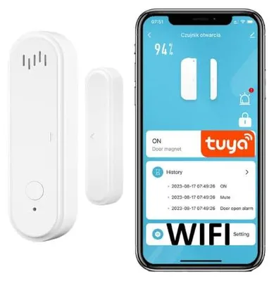 Productafbeelding van Wifi-deuralarm met sirene, 2 x AAA, wit