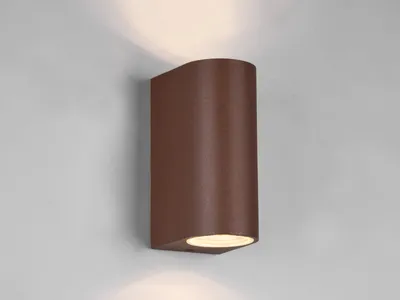 Produktbild von Runde Außenwandleuchte ROYA Up and Down Rost-Optik, Höhe 15cm