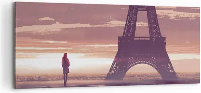 Produktbild von Bild auf Leinwand - Leinwandbild - Paris Stadt Nacht - 120x50cm - Wand Bild - Wanddeko - Wandbilder - Leinwanddruck - Bilder - Kunstdruck - Wanddekoration - Leinwand bilder - Wandkunst - AB120x50-4104