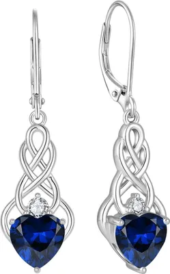 Produktbild von FJ Unendlichkeit Keltischer Knoten Ohrringe 925 Sterling Silber Geburtsstein Saphir
