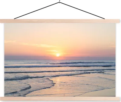 Produktbild von MuchoWow® Textilposter Meer - Pastell - Sonne 60x40 cm mit holzfarbenen Rahmen - Bilder