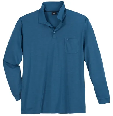 Produktbild von Ragman Softknit Langarm-Polo XXL türkisblau melange
