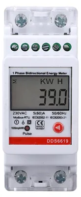 Obrázok produktu pre Jednofázový merač energie, obojsmerné meranie, 2P, montáž na DIN lištu, spotreba elektrickej energie v kWh s komunikáciou RS485, AC230 V, 5 A