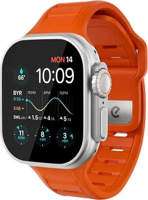 Productafbeelding van Keybudz Journey FKM horlogeband 44/45/46/49mm – Weerbestendig en 100% waterdicht – UV-bestendige afwerking – Compatibel met alle Apple Watch modellen 44-49mm - Oranje
