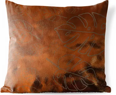 Produktbild von MuchoWow® Outdoor Kissen - Muster - Luxus - Blatt - Bronze - 60x60 cm - Wetterfest - Lounge Kissen - Dekoration - Schlaf Kissen