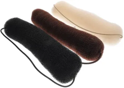 Produktbild von 3 Haarknoten-Dutts mit elastischem Duttband und Donut in natürlichen Farben für langes Haar, geeignet für Damen und Mädchen bei Jubiläen und Partys