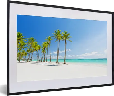 Produktbild von MuchoWow® Gerahmtes Poster Tropisch - Strand - Palme 60x40 cm - Poster mit Schwarzem Bilderrahmen Wandposter Rahmen Foto Bilder - Schlafzimmer - Plakat in Rahmen - Drucken