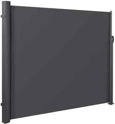Zdjęcie produktu dla Markiza boczna do ogrodu - rozkładana osłona przeciwsłoneczna na taras - 600 x 180 cm - poliester z powłokąpoliuretan - ochrona przed promieniowaniem UV i wiatrem - ciemnoszary