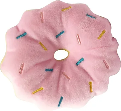 Obrázok produktu pre Pískacia plyšová hračka pre psov Donut, odolná proti uhryznutiu, dentálna starostlivosť, roztomilá a bezpečná, ružová