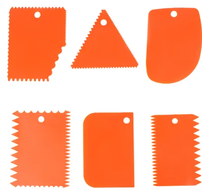Immagine prodotto di set di 6 pezzi per argilla, raschietto in plastica arancione, strumenti per modellare, set per il fai da te